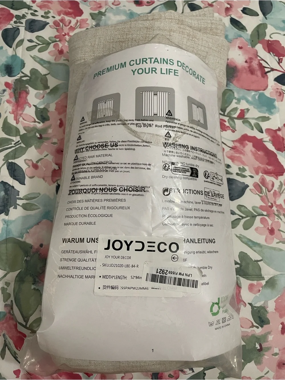 JOYDECO Faux Linen Blackout CURTAINS For Bedroom 52” Wide x 84” Long